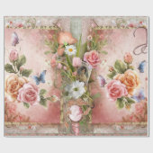 Papier Cadeau Rose vintage (Plat)