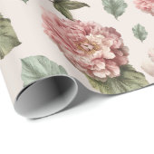 Papier cadeau Rose vintage (Coin rond)