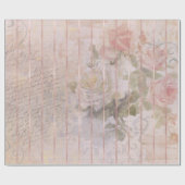 Papier Cadeau Rose vintage Ephemera | Aquarelle florale (Plat)