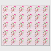 Papier Cadeau Rose vintage et Coeurs (Plat)
