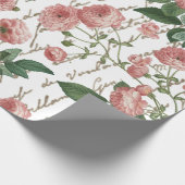 Papier Cadeau Rose Vintage français Script Gold (Coin)