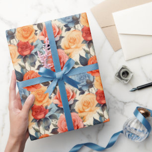 Papier Cadeau Rose vintage Jardin classique motif floral
