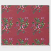 Papier Cadeau rose vintage marsala (Plat)