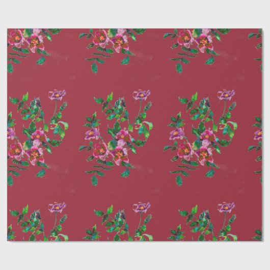 Papier Cadeau rose vintage marsala (Plat)