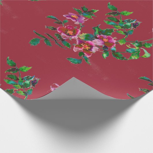 Papier Cadeau rose vintage marsala (Coin)