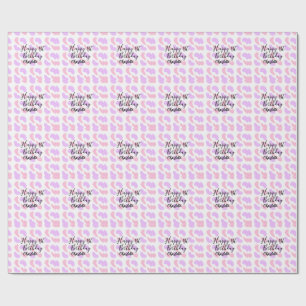 Papier Cadeau Rose violet abstrait formes heureux 1er anniversai