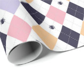 Papier Cadeau Rose violet diamant avec araignée (Coin rond)