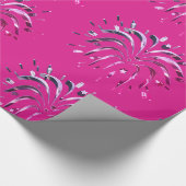 Papier Cadeau Rose violet étoiles Feu d'artifice Élégant Festif (Coin)