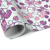 Papier Cadeau Rose + violet Feuilles (Coin rond)