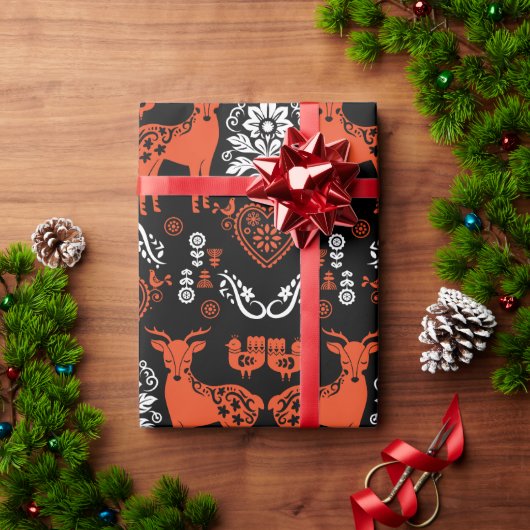 Papier Cadeau Rosemaling Norwegian Folk Art (Cadeau de vacances)