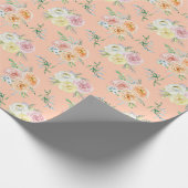 Papier Cadeau Roses aquarelle sur Orange (Coin)