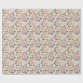 Papier Cadeau Roses aquarelles délicates dans des couleurs paste (Plat)