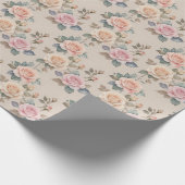 Papier Cadeau Roses aquarelles délicates dans des couleurs paste (Coin)