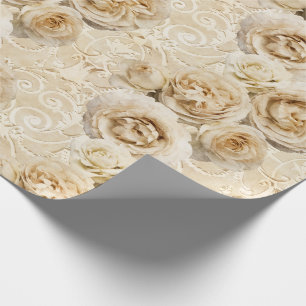 Papier Cadeau Roses beige Heirloom avec Damask
