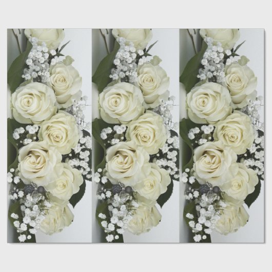 Papier Cadeau Roses blanches (Plat)