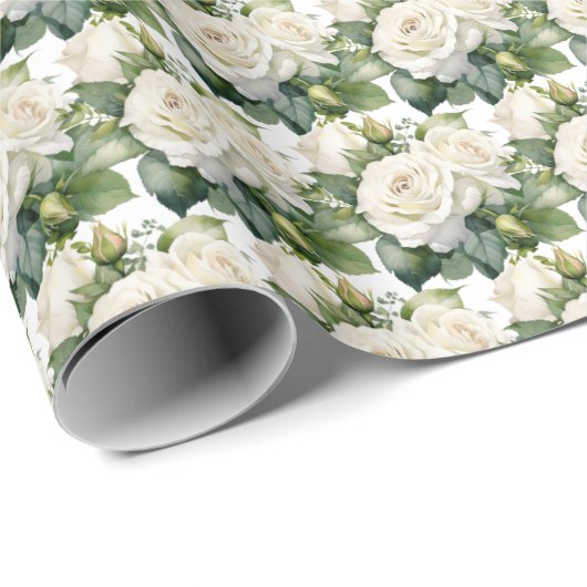 Papier Cadeau Roses blanches (Coin rond)