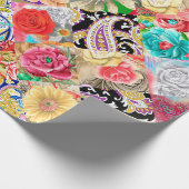 Papier Cadeau Roses blanches délicates et pivoines avec pétales  (Coin)