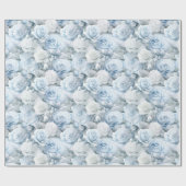 Papier Cadeau Roses Bleues Douces Pastel Mariage (Plat)