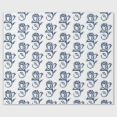 Papier Cadeau Roses bleus Regency (Plat)
