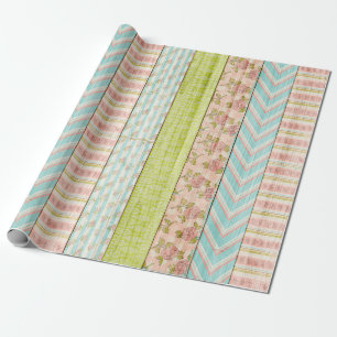 Papier Cadeau Roses Bois Rustique Floral Chic Cottage Démodé