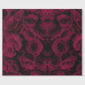 Papier Cadeau Roses bordeaux magenta rouge foncé profond (Plat)