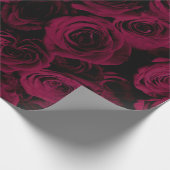 Papier Cadeau Roses bordeaux magenta rouge foncé profond (Coin)