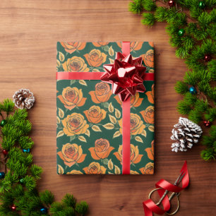 Papier Cadeau Roses dans diverses nuances d'orange et de jaune