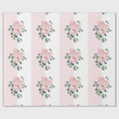 Papier Cadeau Roses d'aquarelle rose et blanc (Plat)