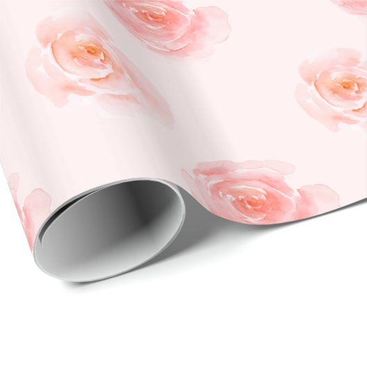 Papier Cadeau Roses d'aquarelle rose pâle (Coin rond)