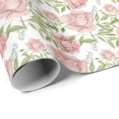 Papier Cadeau Roses d'aquarelle rose pâle (Coin rond)