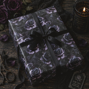 Papier Cadeau Roses de cimetière violettes gothiques foncées