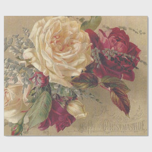 Papier Cadeau Roses de Noël victoriennes