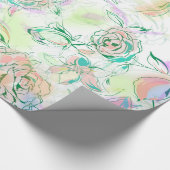 Papier Cadeau Roses de peinture à la main dans les tons pastel (Coin)