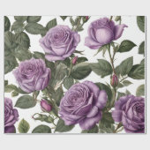 Papier Cadeau Roses de Rose pourpre, (Plat)