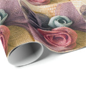 Papier Cadeau Roses en raphia (Coin rond)