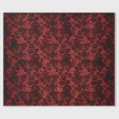 Papier Cadeau Roses et crânes noirs en rouge (Plat)