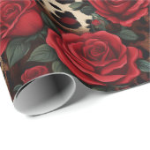 Papier Cadeau Roses et Empreintes de léopard (Coin rond)