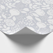 Papier Cadeau Roses et fleurs blanc et gris motif (Coin)