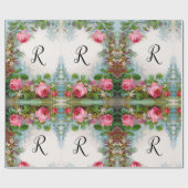 PAPIER CADEAU ROSES ET JASMINES MONOGRAMME FLORAL (Plat)
