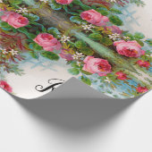 PAPIER CADEAU ROSES ET JASMINES MONOGRAMME FLORAL (Coin)