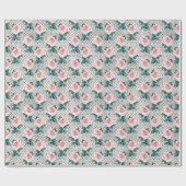 Papier Cadeau Roses et points roses blush (Plat)