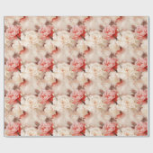 Papier Cadeau Roses Fleurs Roses Rose Foncé Élégant Fête de Mari (Plat)