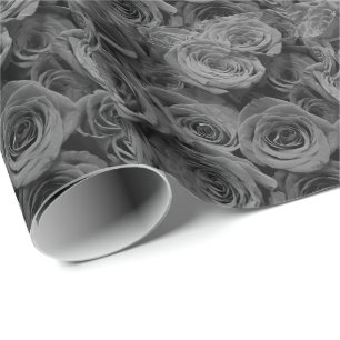 Papier Cadeau Roses gris, photo florale grise
