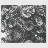 Papier Cadeau Roses gris, photo florale grise (Plat)