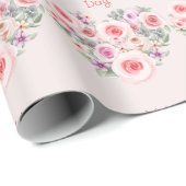 Papier Cadeau Roses Heureuses Saintes-Valentin roses du coeur (Coin rond)