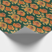 Papier Cadeau Roses In Various Shades Of Orange And Yellow  (Coin)