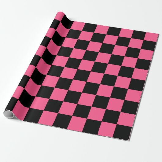 Papier Cadeau Roses indien et noir Checkered (Déroulé)