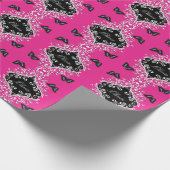 Papier Cadeau Roses indien et noir tourbillonnants (Coin)