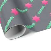 Papier Cadeau Roses indien Magen David, flammes en bon état sur (Coin rond)