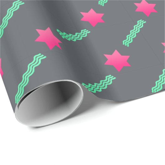 Papier Cadeau Roses indien Magen David, flammes en bon état sur (Coin rond)